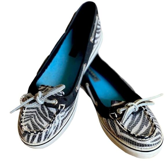 Sperry Gray Sequin Top Sider Angelfish Boat Shoes - Picture 1 of 6